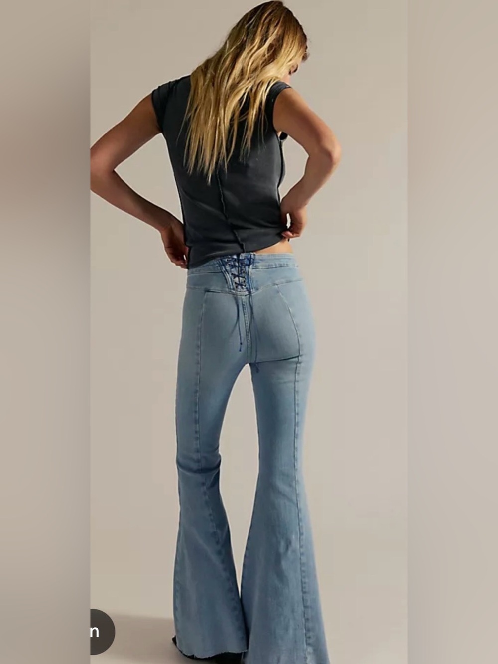 Free People We the free CRVY Super High-Rise Lace-up Flare Jeans - Picture 2 of 6